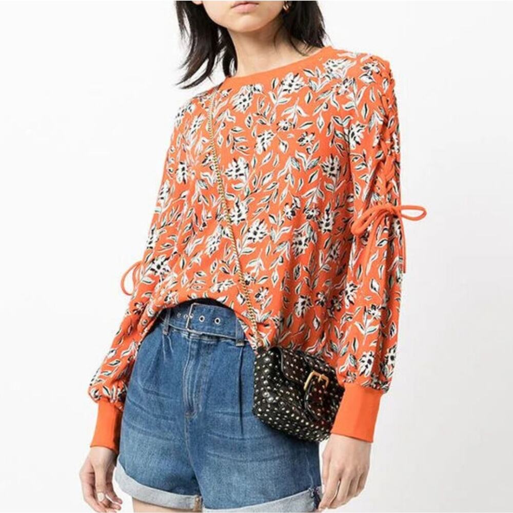 Alice + Olivia Charolette floral Sweatshirt XS EXTRA SWEATSHIRT